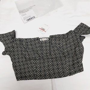Free People Lucky Now Brami FP #0010 Black Multi New XS Crop Top Short Sleeved